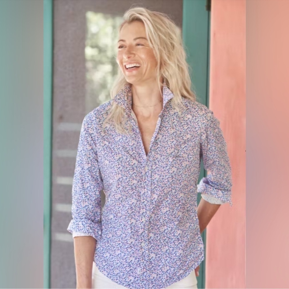 Frank & Eileen Barry Crinkle Shirt in Multi color floral